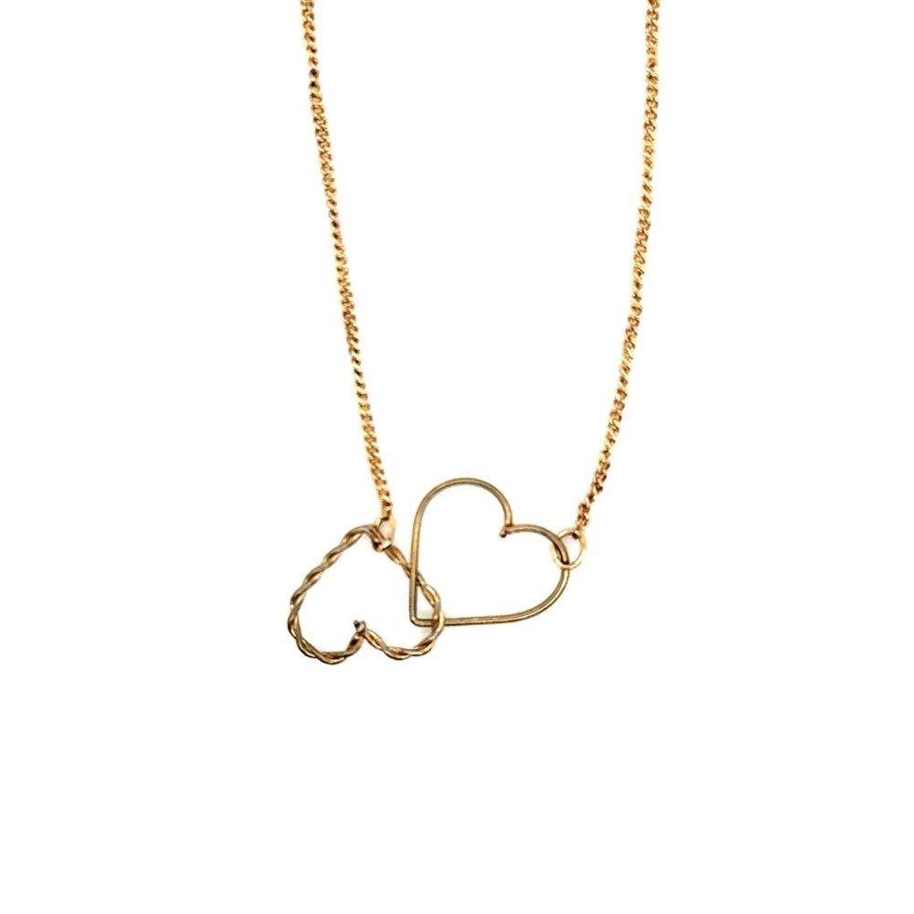 Interlock Heart Design Clavicle‎ Chain Necklace (n1)
